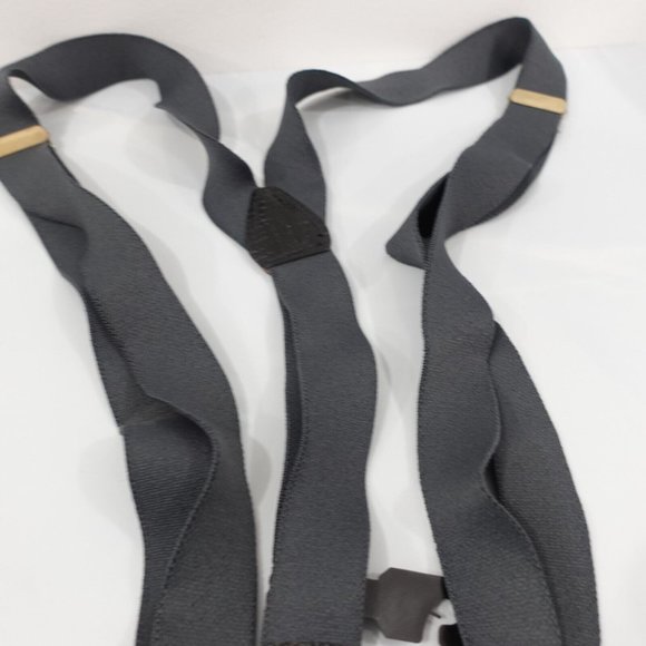 Suspender Mens Blue Button Y Back Leather Adjustable Strap Stretch Elastic Slate - Picture 3 of 9